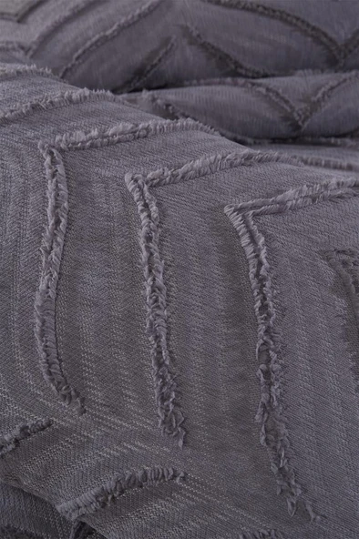 Çeyiz Diyarı Sementina 3 Parça Çift Kişilik Pike Takımı Antrasit - Resim 5