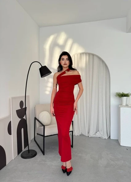 Reta Çapraz Omuz Elbise - Resim 6