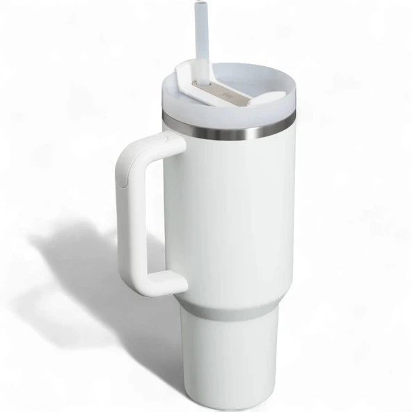 Stanley Quencher FlowState Tumbler Pipetli Termos 1.18L Buz Beyaz - Resim 2