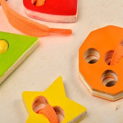 Happy Junior Montessori Eğitici Oyuncak İp Geçirme Geometrik Şekiller - 4