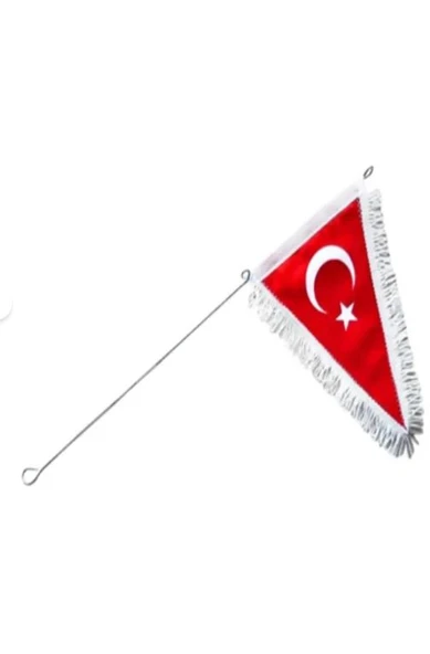 Bisiklet Bayrağı Üçgen Püsküllü 45CM - 2