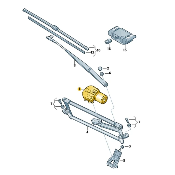 VW Volkswagen Golf 6 2009-2012 1Q1955119A Ön Cam Silecek Motoru - Resim 3