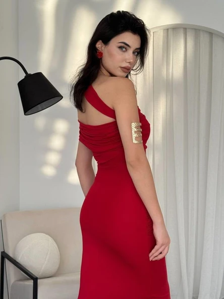 Reta Çapraz Omuz Elbise - Resim 5