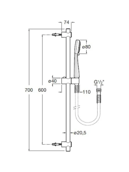Roca Duş Seti, Stella 3, Fonksiyon, Siyah, Sürgülü, A5B2D03NB0 - Resim 2