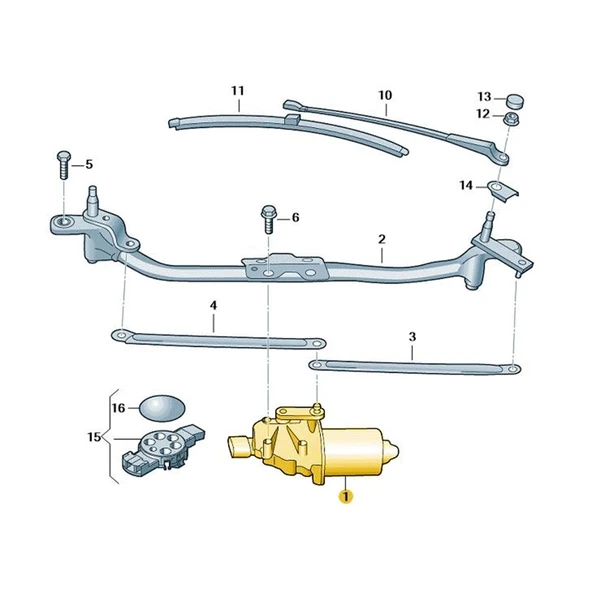 Skoda Fabia 3 2015-2018 5JB955113 Ön Cam Silecek Motoru - Resim 3