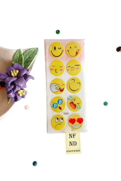 Sticker Parlak Yapışkanlı Emojili Kız Erkek Çocuk Telefon Defter Dolap Ayna Sticker Hediye