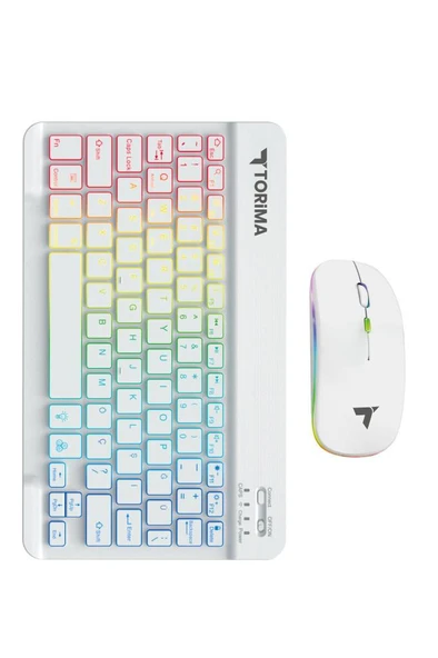 Torima TMK-09 Beyaz Şarj Edilebilir RGB Işıklı Kablosuz Klavye Mouse Seti - Resim 5