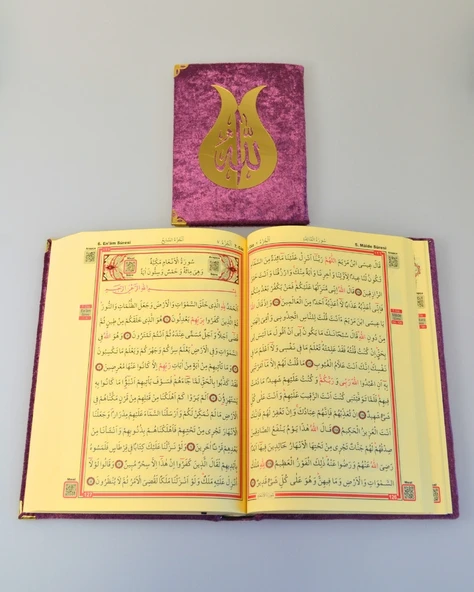 Pleksi Süslemeli Yasinli Kuran-ı Kerim Seti Mor - 6