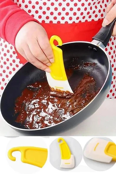 Çizmez Silikon Bulaşık Kazıyıcı Spatula Fırça Tava Tepsi Ocak Yağ Leke Temizleme Hamur Spatulası - Resim 2