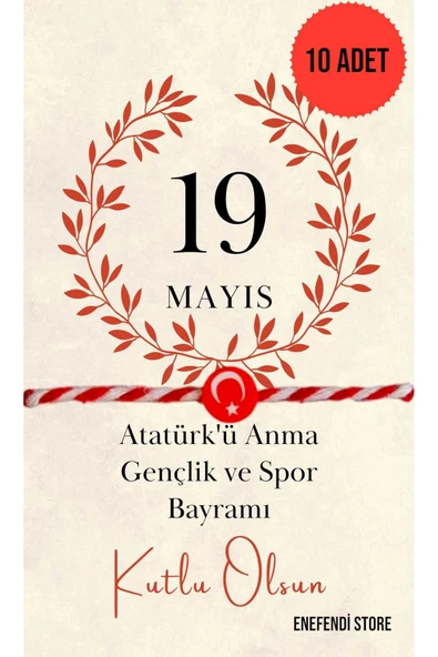 10 ADET AYYILDIZLI FİMO MARTENİÇKA 19 MAYIS TEBRİK KARTLI BİLEKLİK HEDİYE BAHAR BİLEKLİĞİ ürün görseli