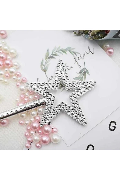 34 cm Peri Gümüş Asa Sihirli Yıldız Prenses Değnek Yıldızlı Melek Asası Parti Doğum Günü Malzemesi - Resim 3