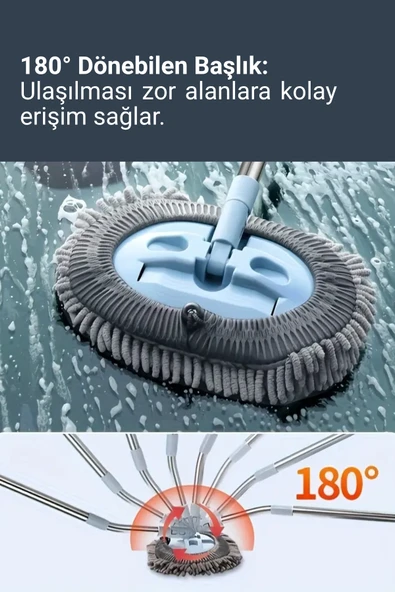 Çok Fonksiyonlu Mikrofiber Araba Yıkama Fırçası Teleskopik Uzun Saplı Detay Fırçası Oto Mopu - Resim 2