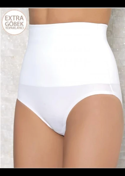 Moonlight 4005 Beyaz Bant Lastikli Lazer Kesim Göbek Toparlayıcı Korse ürün görseli 1
