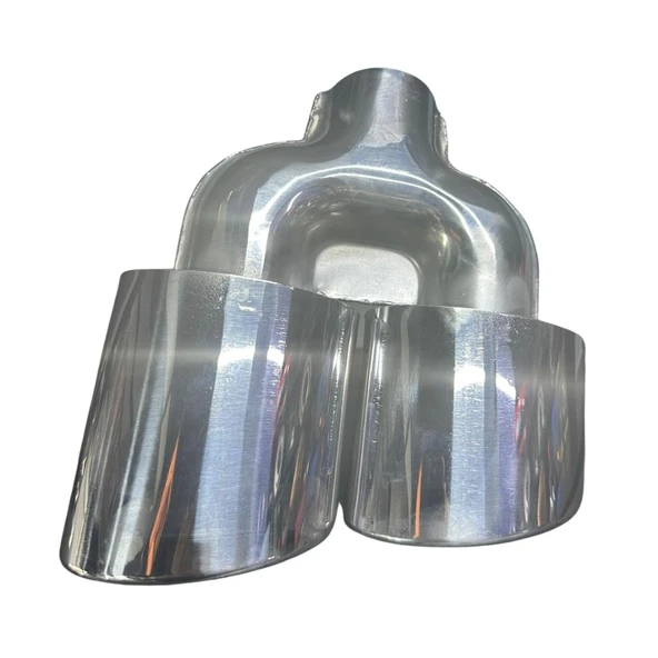 Krom 2’li Elips Model Çift Takım Egzoz Ucu  Paslanmaz Çelik & Sportif Görünüm - Resim 2