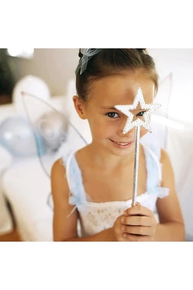 34 cm Peri Gümüş Asa Sihirli Yıldız Prenses Değnek Yıldızlı Melek Asası Parti Doğum Günü Malzemesi - Resim 6
