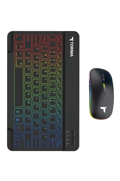 Torima TMK-09 Siyah Şarj Edilebilir RGB Işıklı Kablosuz Klavye Mouse Seti - Resim 5