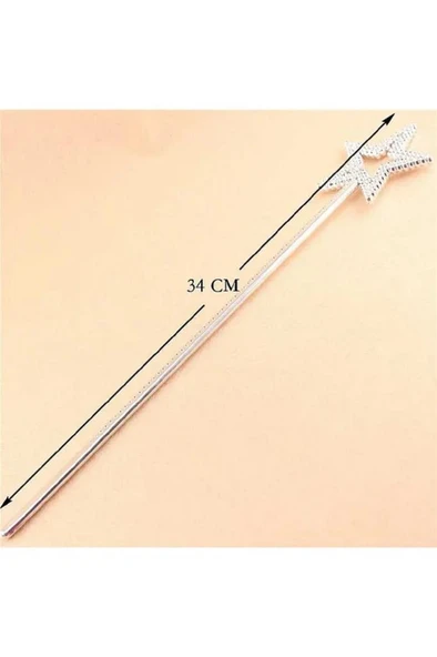 34 cm Peri Gümüş Asa Sihirli Yıldız Prenses Değnek Yıldızlı Melek Asası Parti Doğum Günü Malzemesi - Resim 7