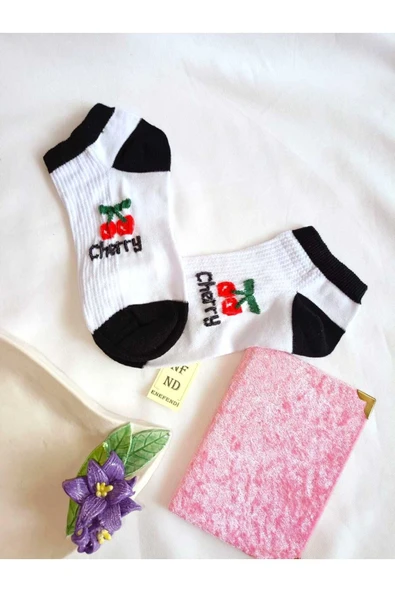 3 ÇİFT PAMUKLU PATİK ÇORAP BURUN DİKİŞSİZ SOFT KISA KONÇ DESEN KADIN ÇORABI 36-40 BEYAZ SİYAH - 3