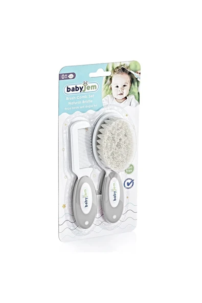 BabyJem Doğal Kıl Fırça Tarak Seti 519 Gri - Resim 6