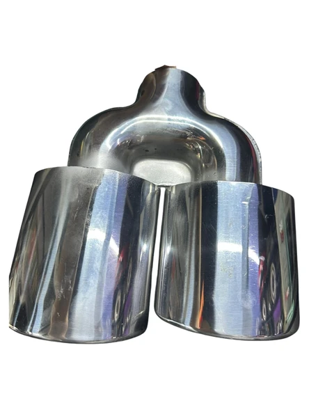 Krom 2’li Elips Model Sağ Taraf Egzoz Ucu  Paslanmaz Çelik & Sportif Tasarım - Resim 3