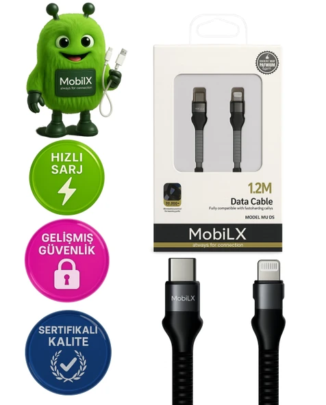 MobiLX iOS Uyumlu Lightning Şarj Kablosu – 1.2 Metre | Model: MU-05 - 1