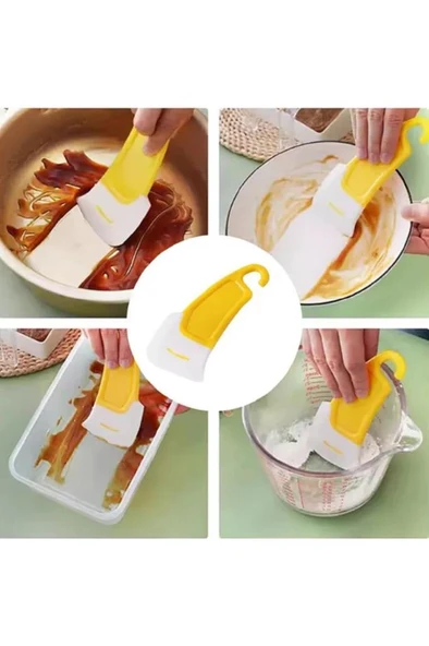 Çizmez Silikon Bulaşık Kazıyıcı Spatula Fırça Tava Tepsi Ocak Yağ Leke Temizleme Hamur Spatulası - Resim 6