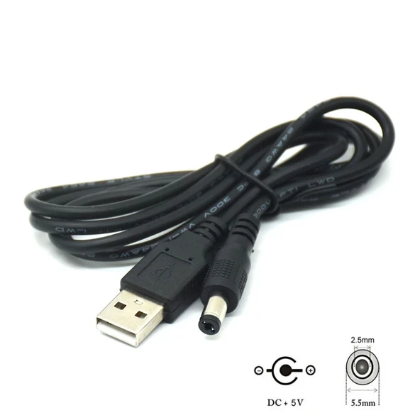 Usb 2.0 DC 5.5mm x 2.5mm güç kablosu 5v2A USB power güç kablosu - Resim 3