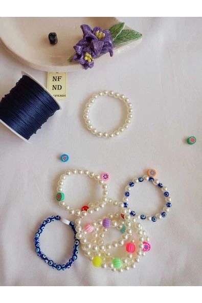 BİLEKLİK İNCİ BONCUKLU BİLEKLİK EKRU BONCUK ŞANS BEREKET ARKADAŞ SEVGİLİ EŞ ÇOCUK HEDİYE İNCİLİ - Resim 3