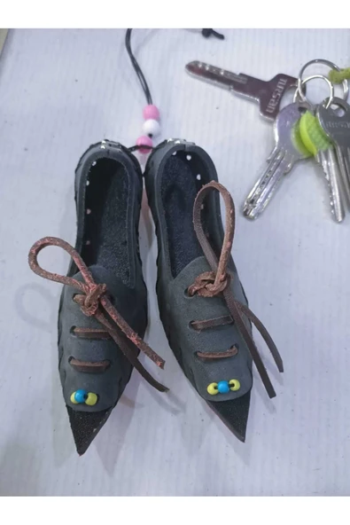 Araba Dikiz Aynası Süsü Ev Dekorasyonu Dolap Süsü Hediyelik Otantik Hakiki Deri Çarık - 4