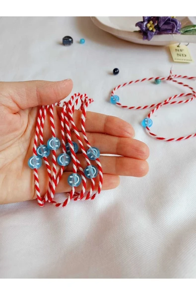 10 ADET MAVİ BONCUKLU MARTENİÇKA BİLEKLİK ŞANS ARKADAŞ SEVGİLİ EŞ ÇOCUK HEDİYE BAHAR BİLEKLİĞİ - Resim 2