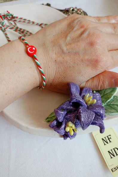 30 ADET FİMO AY YILDIZLI MARTENİÇKA İP BİLEKLİK KIRMIZI YEŞİL BEYAZ HEDİYE ŞANS BAHAR AYYILDIZLI - Resim 2