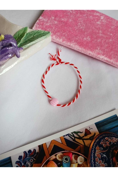 10 ADET UÇUK PEMBE BONCUKLU MARTENİÇKA BİLEKLİK ŞANS BEREKET ARKADAŞ SEVGİLİ EŞ ÇOCUK HEDİYE BAHAR - Resim 2