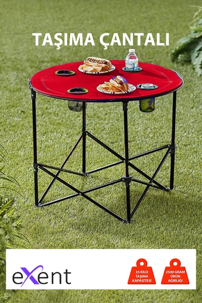 2 Adet 120 Kg kapasiteli Katlanır Kamp Sandalyesi ve Yuvarlak Kamp Masası-2-K-Y - 3