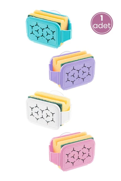 Vantuzlu Süngermatik Bulaşık Süngerliği, Bulaşık Süngeri ve Sünger Askısı Sıkacağı Tutacağı Seti - Resim 2