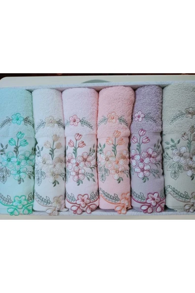 3d Desenli Havlu, Nakışlı 6'lı Set, El Yüz Havlusu, Denizli Pamuklu, Güpürlü Havlu - Resim 4