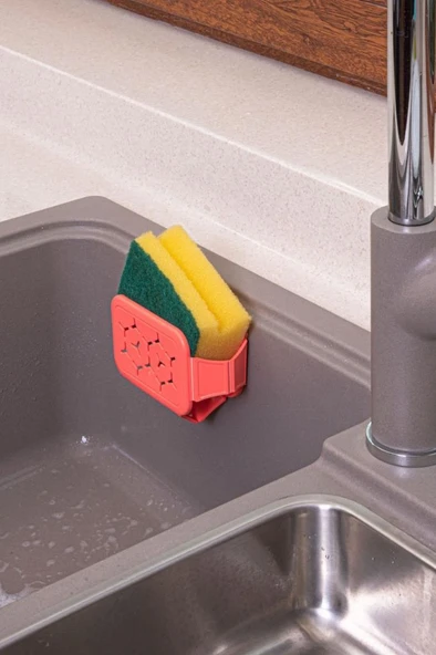 Vantuzlu Süngermatik Bulaşık Süngerliği, Bulaşık Süngeri ve Sünger Askısı Sıkacağı Tutacağı Seti - Resim 4
