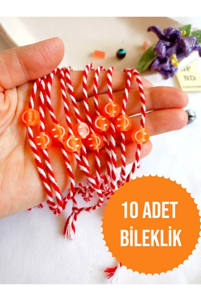 10 ADET TURUNCU BONCUKLU MARTENİÇKA BİLEKLİK ŞANS ARKADAŞ SEVGİLİ EŞ ÇOCUK HEDİYE BAHAR BİLEKLİĞİ