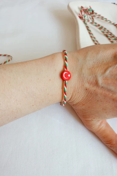 10 ADET FİMO AY YILDIZLI MARTENİÇKA İP BİLEKLİK KIRMIZI YEŞİL BEYAZ HEDİYE ŞANS BAHAR AYYILDIZLI - Resim 2