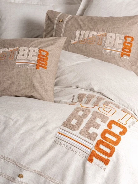 Cotton Box Mood Nakışlı Ranforce Nevresim Takımı Tek Kişilik Cool Kahve - Resim 2