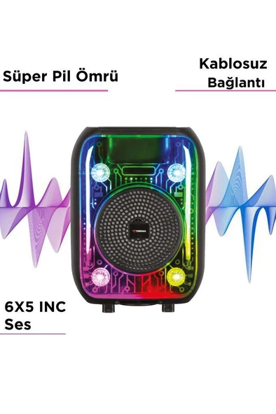Torima D66 Siyah Kablolu Mikrofonlu Bluetooth Hoparlör - 4