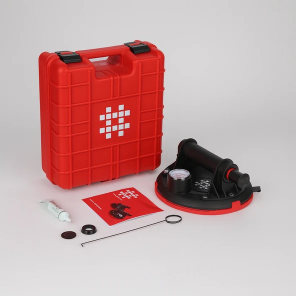 140 Kg Basınç Göstergeli Vakumlu Vantuz Yüksek Güçlü Emiş Cam Seramik Mermer Ağır Yük Taşıma Vakum - Resim 4