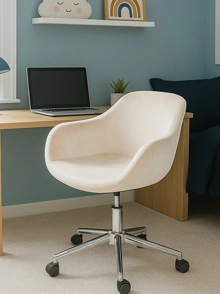 Monev 1 Bej Kumaş Ev ve Ofis Çalışma Koltuğu