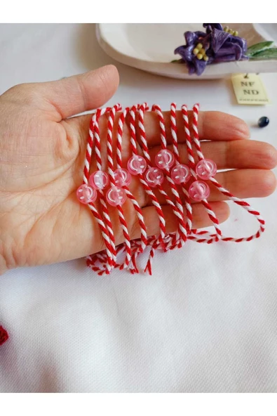 10 ADET UÇUK PEMBE BONCUKLU MARTENİÇKA BİLEKLİK ŞANS ARKADAŞ SEVGİLİ EŞ ÇOCUK HEDİYE BAHAR BİLEKLİĞİ - Resim 5