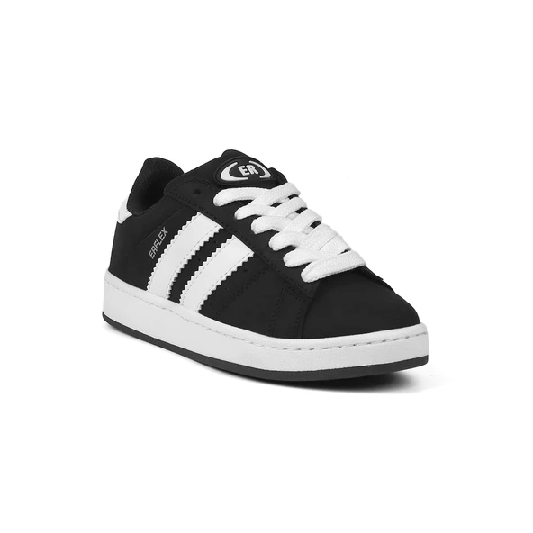 Unisex Siyah Beyaz-Beyaz Bağcıklı Rahat Sneaker Günlük Spor Ayakkabı - Resim 2