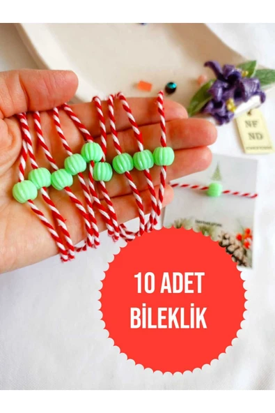 10 ADET YEŞİL BONCUKLU MARTENİÇKA BİLEKLİK ŞANS BEREKET ARKADAŞ SEVGİLİ EŞ ÇOCUK HEDİYE BAHAR ürün görseli