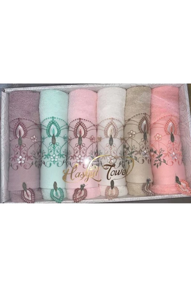 3d Desenli Havlu, Nakışlı 6'lı Set, El Yüz Havlusu, Denizli Pamuklu, Güpürlü Havlu ürün görseli