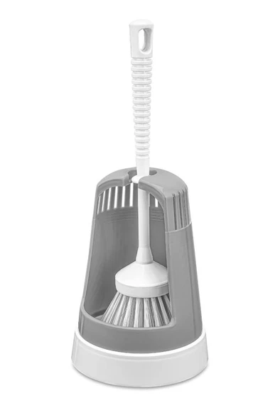 3’lü WC Tuvalet Temzilk Seti, Klasik WC Fırça Takımı + Maşrapa 1,5 Lt + Sessiz WC Kapağı Seti GRİ - Resim 3