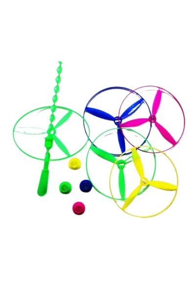 PERVANE OYUNCAK BAHÇE OYUNCAĞI  NOSTALJİK  FIRILDAK  UFO UÇAN DAİRE 13cm  2 ADET PEMBE SARI - 5