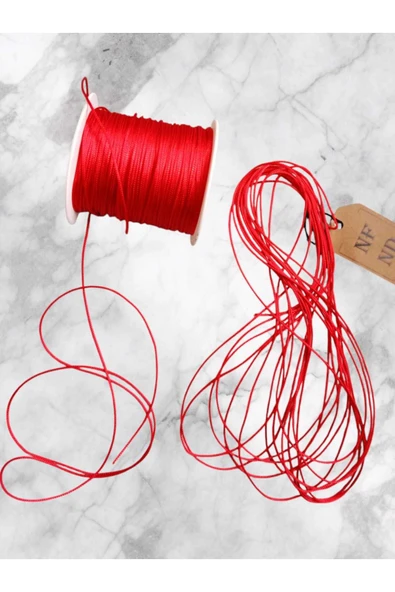 MAKROME BİLEKLİK KOLYE İPİ, PARAŞÜT İPİ,  RENKLİ KIRMIZI 1mm 6 METRE - 3