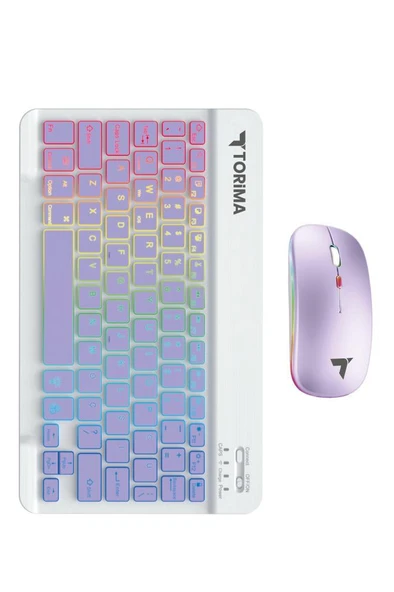 Torima TMK-09 Mor Şarj Edilebilir RGB Işıklı Kablosuz Klavye Mouse Seti - Resim 5